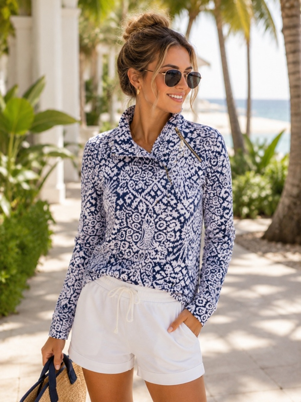 NEW Lilly Pulitzer Booker Popover Pineapple Party Bright Navy
